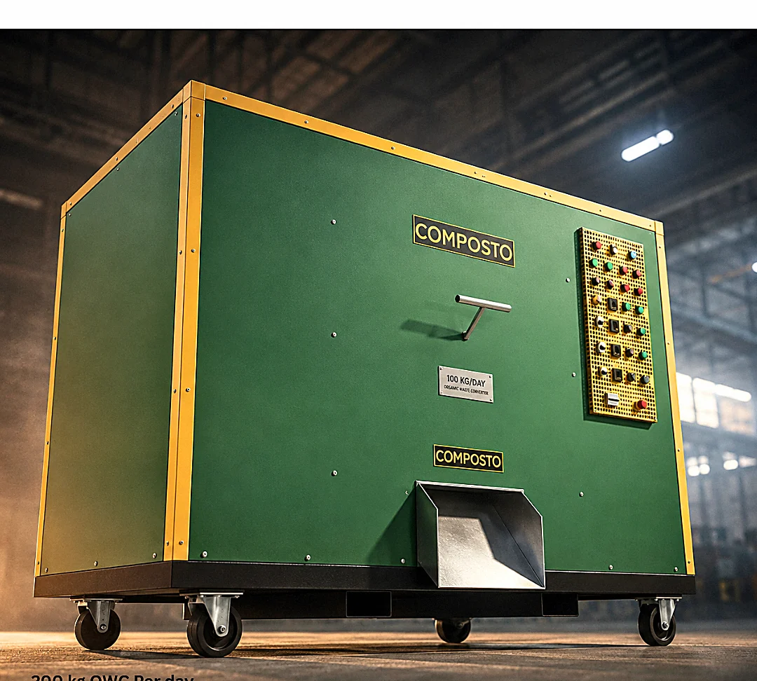 COMPOSTO OWC 200 SS Organic Waste Converter installed in a warehouse facility