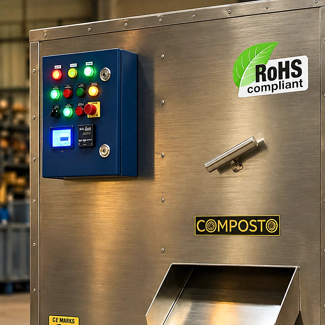 Control panel view of the COMPOSTO OWC 50 SS organic waste converter machine