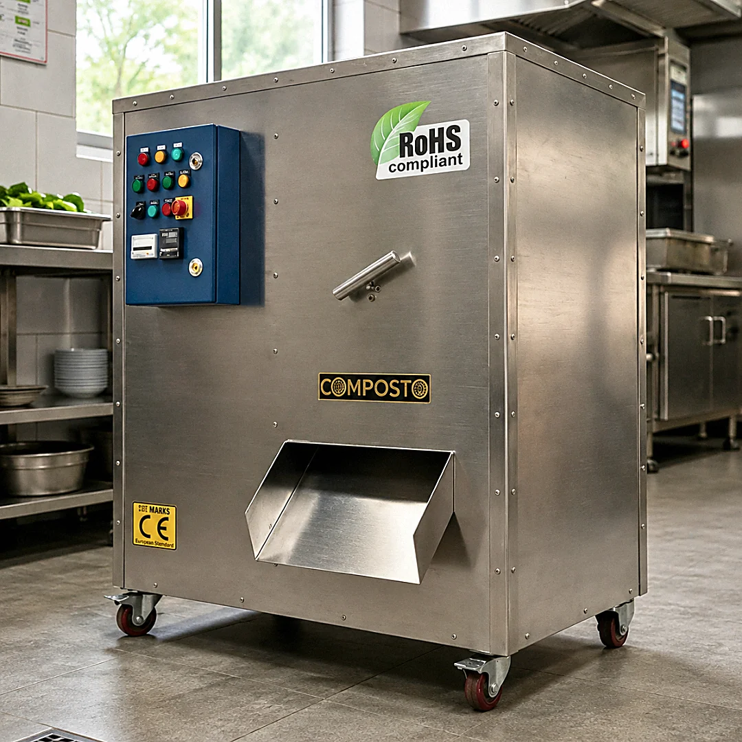 COMPOSTO OWC 50 SS Organic Waste Converter installed in a commercial hotel kitchen