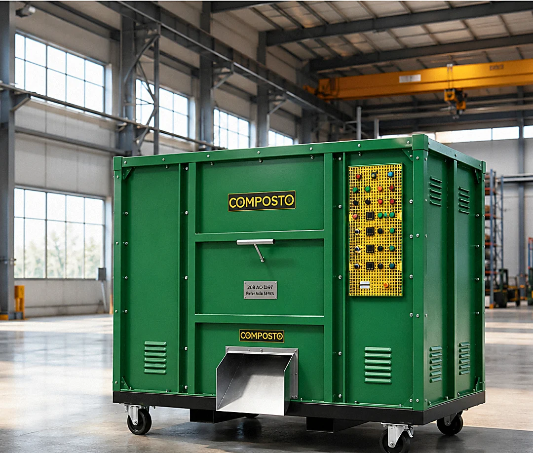 Front angle view of the COMPOSTO OWC 500 Industrial organic waste converter