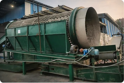 Trommel screen rotating drum mechanism, 20 TPD Delhi NCR facility