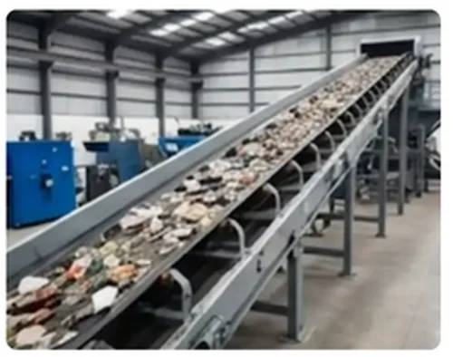 Industrial conveyor system for waste transport