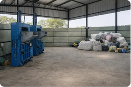 Sorted plastic waste bales at 5 TPD Greater Noida facility