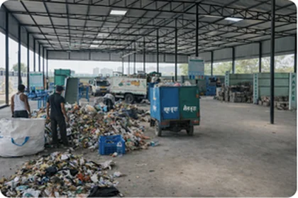 Waste receiving and sorting floor, 5 TPD Greater Noida plant