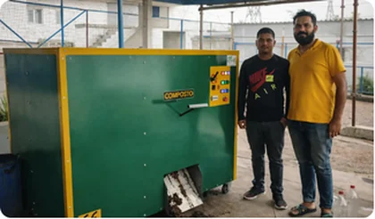 Staff segregating organic waste before processing, Jammu resort