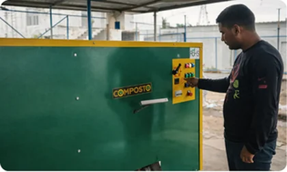 Team on-site with installed COMPOSTO machine, Jammu