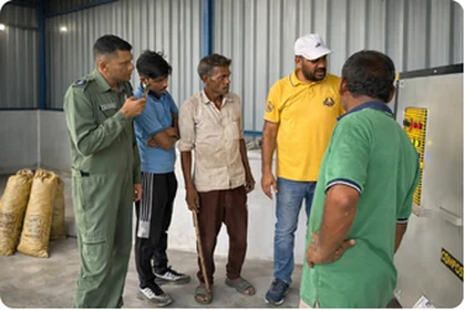 Airforce officers reviewing COMPOSTO unit at Chakeri Station, Kanpur